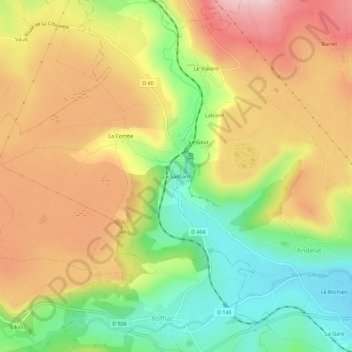 Carte topographique Le Sailhant, altitude, relief