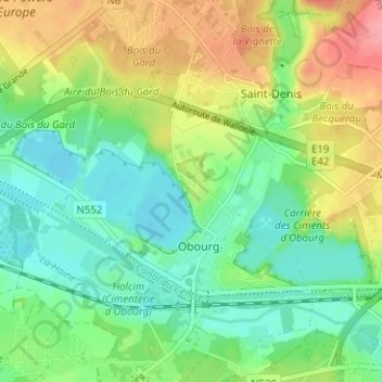 Carte topographique Cité de Thoissey, altitude, relief