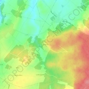 Carte topographique Le Gaudreau, altitude, relief