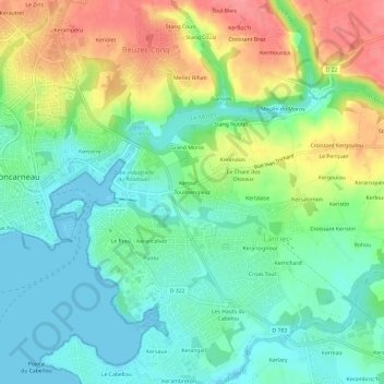Carte topographique Toulmengleuz, altitude, relief