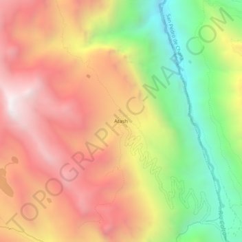 Carte topographique Atash, altitude, relief