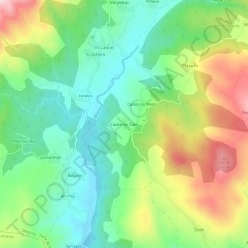 Carte topographique Castro do Cabo, altitude, relief