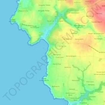 Carte topographique Kerichen, altitude, relief