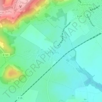 Carte topographique Château du Pailly, altitude, relief