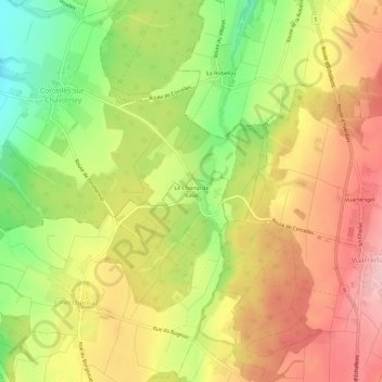 Carte topographique Le Champ de Vaud, altitude, relief