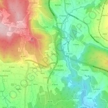 Carte topographique Penelas, altitude, relief
