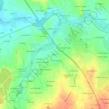 Carte topographique Hénon, altitude, relief