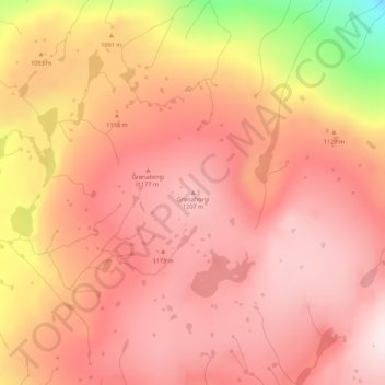 Carte topographique Grønahorgi, altitude, relief