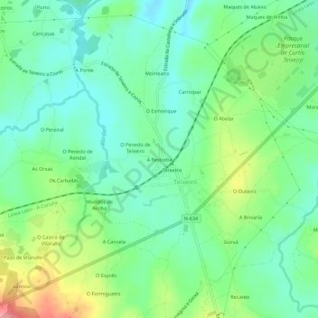 Carte topographique A Restreba, altitude, relief