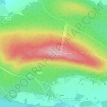 Carte topographique Vallåsen, altitude, relief