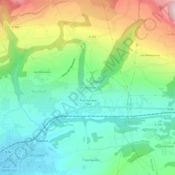Carte topographique Les Vigneaux, altitude, relief