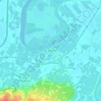 Carte topographique Port de Genissac, altitude, relief