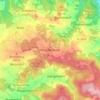 Carte topographique Hirschenbühl, altitude, relief