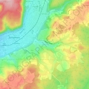 Carte topographique Eichen, altitude, relief