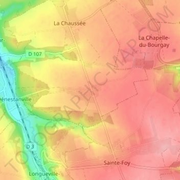 Carte topographique Le Bois Hulin, altitude, relief