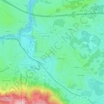 Carte topographique Thal, altitude, relief