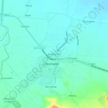 Carte topographique Destouches, altitude, relief