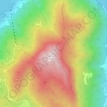 Carte topographique Monte San Giorgio, altitude, relief