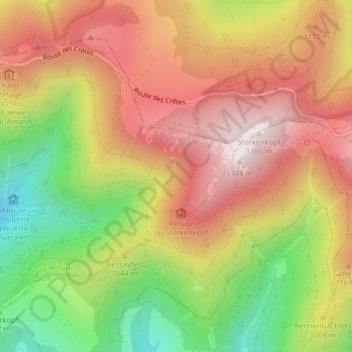 Carte topographique Weisse Rudel, altitude, relief