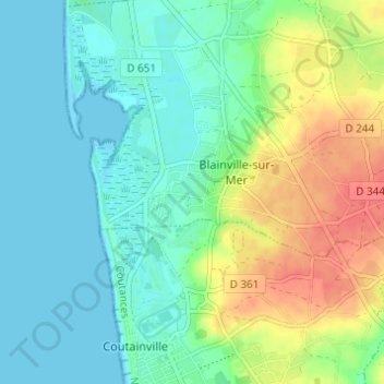 Carte topographique Le Bas de Gruchy, altitude, relief