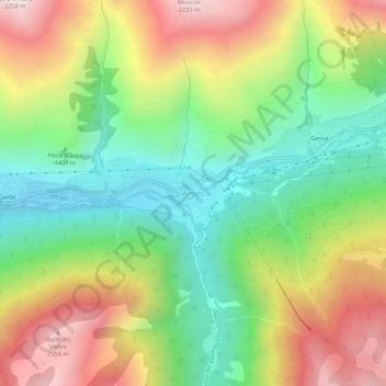Carte topographique Arties, altitude, relief