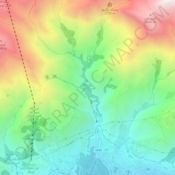 Carte topographique پس قلعه, altitude, relief