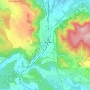 Carte topographique Stahringen, altitude, relief