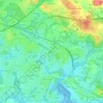 Carte topographique Kergolven, altitude, relief