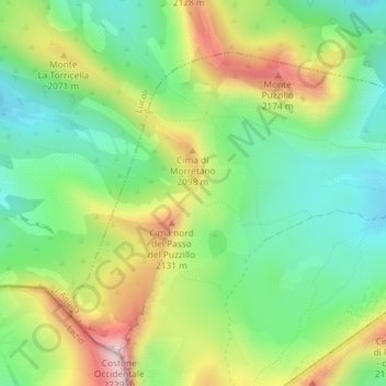 Carte topographique Passo della Torricella, altitude, relief