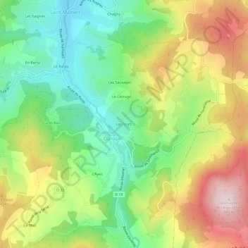 Carte topographique Les Friats, altitude, relief