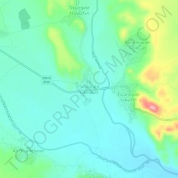 Carte topographique Tabouraht, altitude, relief