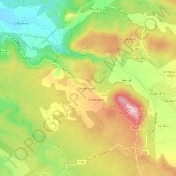Carte topographique Jas des Hugou, altitude, relief