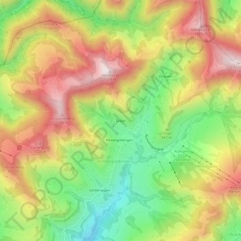 Carte topographique Töbeli, altitude, relief