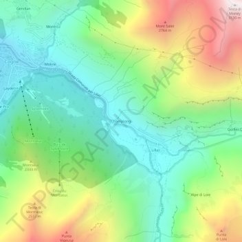 Carte topographique Champlong, altitude, relief