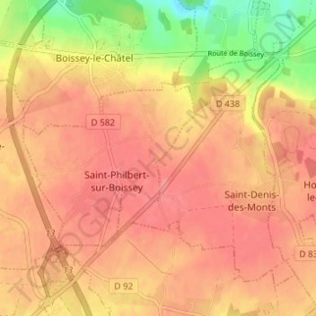 Carte topographique La Mare Ibert, altitude, relief