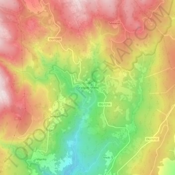 Carte topographique Parada do Monte, altitude, relief