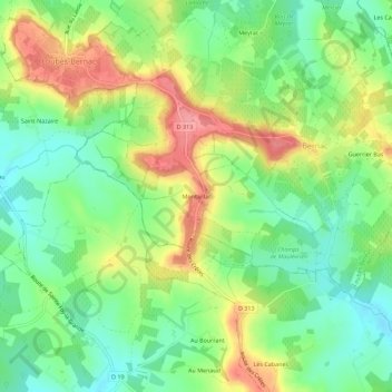 Carte topographique Montaillac, altitude, relief