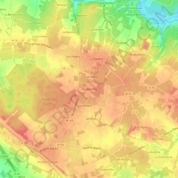 Carte topographique Les Bauches, altitude, relief