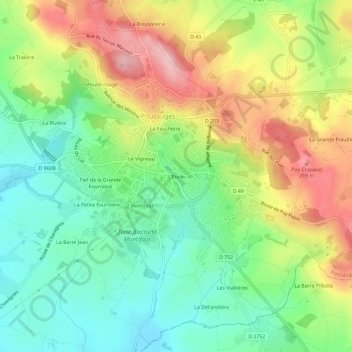 Carte topographique L'Étoile, altitude, relief