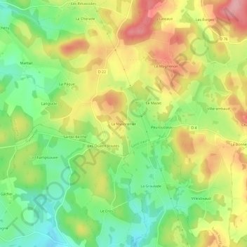 Carte topographique Le Masbrenier, altitude, relief