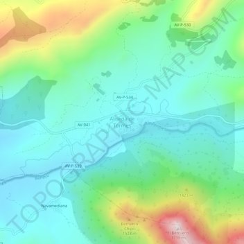 Carte topographique Aliseda de Tormes, altitude, relief