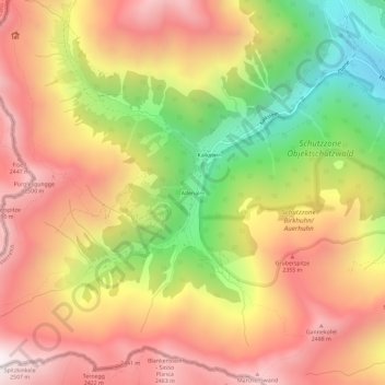 Carte topographique Alfenalm, altitude, relief