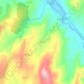 Carte topographique Sequeiros, altitude, relief