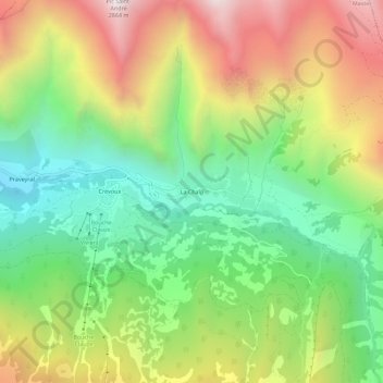 Carte topographique La Chalp, altitude, relief