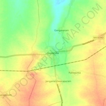 Carte topographique Gurazala, altitude, relief