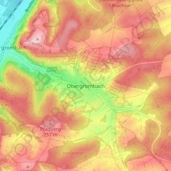 Carte topographique Obergrombach, altitude, relief
