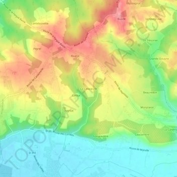 Carte topographique La Cloucaude, altitude, relief