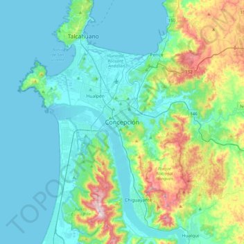 Carte topographique Concepción, altitude, relief