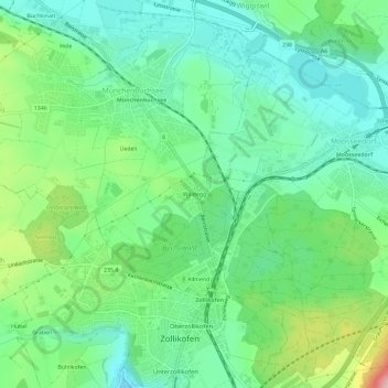 Carte topographique Waldegg, altitude, relief