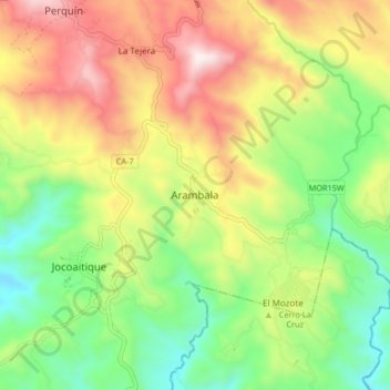 Carte topographique Arambala, altitude, relief